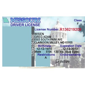 Fake Missouri Drivers License